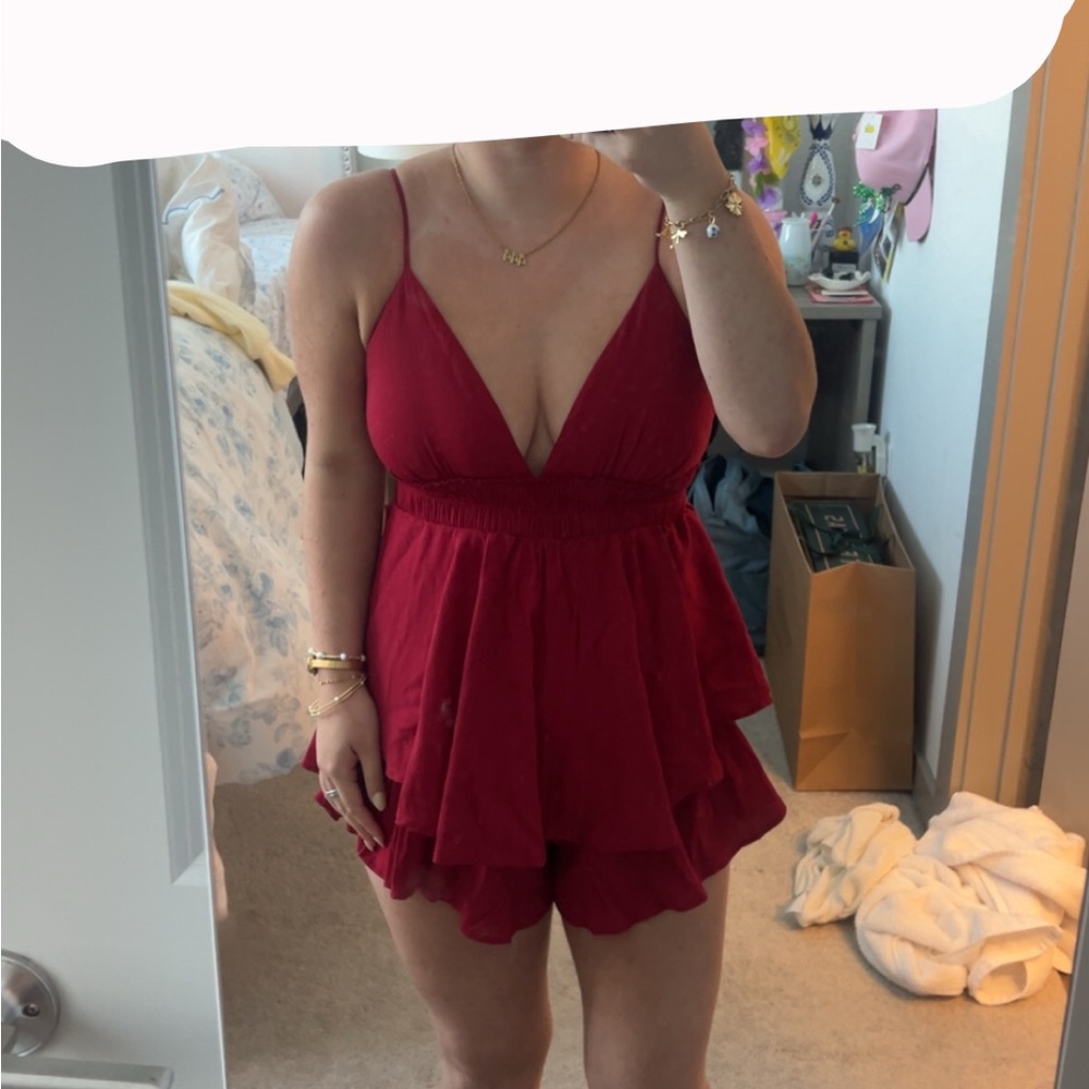 Cotton Candy Vibrant Red Romper